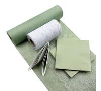 Nappe en tissu non tissé, ornée de dentelle blanche, comprenant 40 serviettes de 30x25 cm