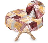 Nappe en toile cirée ANRO en rouleau, nappe lavable en Wachstuch, sans PVC, ronde, 135 cm, bords découpés Chloe