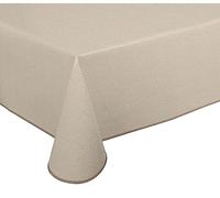 Nappe en toile cirée lavable antidérapante avec passepoil, Rectangulaire, Ronde, Ovale, Motif, couleur et taille au choix (Structure lin beige, rectangulaire, 110 x 140 cm)