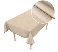 Nappe en Toile cirée Lavable, Aspect Lin, Beige uni, Durable, 200 x 140 cm