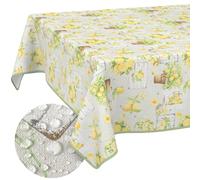 Nappe en Toile cirée Lavable, Facile d'entretien et imperméable, Effet Lotus, pour l'extérieur - Citrons - avec Ourlet (bordée) - 240 x 140 cm