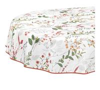 Nappe en Toile cirée Lavable, Facile d'entretien et imperméable, Effet Lotus, pour Table de Jardin, Naturelle, Ovale, 200 x 140 cm, avec Ourlet (bordée)