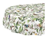 Nappe en Toile cirée - Lavable, Facile d'entretien - Imperméable - Effet Lotus - Nappe de Jardin - Calibri - Ovale - 180 x 140 cm - Bord coupé