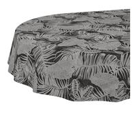 Nappe en Toile cirée Lavable, Facile d'entretien, imperméable, Effet Lotus, Nappe de Jardin, Motif Tropical Nocturne, Ovale, 180 x 140 cm, Bord coupé