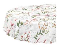 Nappe en Toile cirée - Lavable - Facile d'entretien - Imperméable - Effet Lotus - Naturelle - Ovale - 220 x 140 cm - Bord coupé