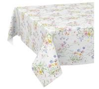 Nappe en Toile cirée Lavable, Facile d'entretien, imperméable, Effet Lotus, pour l'extérieur et Le Printemps, Motif Fleurs, 160 x 120 cm, Bord coupé