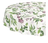 Nappe en Toile cirée Lavable, Facile d'entretien, imperméable, Effet Lotus, pour Table de Jardin, Lavanda, Ronde, 140 cm, Bord coupé