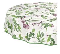 Nappe en Toile cirée Lavable, Facile d'entretien, imperméable, Effet Lotus, pour Table de Jardin, Lavanda, Ronde, 140 cm, avec Ourlet, bordée