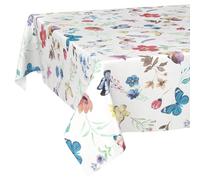 Nappe en Toile cirée Lavable, Facile d'entretien, imperméable, Effet Lotus, pour Table de Jardin, Motif Papillons, 160 x 140 cm, Bord coupé