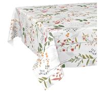 Nappe en Toile cirée Lavable, Facile d'entretien, imperméable, Effet Lotus, pour Table de Jardin, Naturel, 240 x 140 cm, Bord coupé