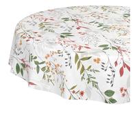 Nappe en Toile cirée Lavable, Facile d'entretien, imperméable, Effet Lotus, pour Table de Jardin, Naturelle, Ronde, 140 cm, Bord coupé