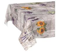 Nappe en Toile cirée - Lavable, Facile d'entretien - Imperméable - Effet Lotus - Provence - 160 x 140 cm - Bord coupé