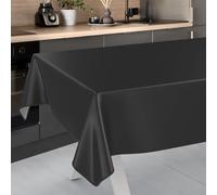 Nappe en Toile cirée Lavable, pour Table de Jardin, extérieur et intérieur, avec Ourlet, 200 x 140 cm, Noire