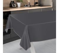 Nappe en Toile cirée Lavable, pour Table de Jardin, extérieur et intérieur, avec Ourlet, Anthracite, 200 x 140 cm
