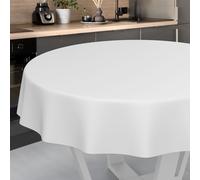 Nappe en Toile cirée, Lavable, pour Table de Jardin, extérieur et intérieur, Ronde, 100 cm, Bord coupé, Blanche