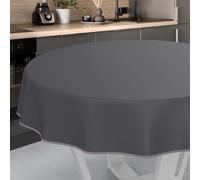 Nappe en Toile cirée Lavable, pour Table de Jardin, extérieur et intérieur, Ronde, 140 cm, avec Ourlet, Anthracite