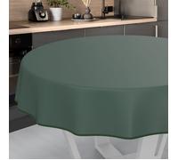 Nappe en Toile cirée Lavable, pour Table de Jardin, extérieur et intérieur, Ronde, 140 cm, avec Ourlet, Vert Sapin