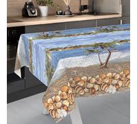 Nappe en Toile cirée, Lavable, pour Table de Jardin, extérieur, intérieur, 180 x 140 cm, Bord coupé, Vacances