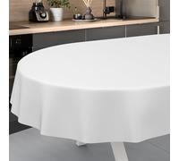 Nappe en Toile cirée, Lavable, pour Table de Jardin, extérieur, intérieur, Ovale, Bord coupé, Blanche, 180 x 140 cm