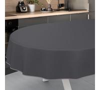Nappe en Toile cirée Lavable, pour Table de Jardin, pour l'extérieur et l'intérieur, Ovale, avec Ourlet, Anthracite, 220 x 140 cm