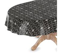 Nappe en toile cirée lavable, rectangulaire, ronde, ovale, de qualité supérieure, gaufrée, élégante, ovale, 140 x 240 cm, bord coupé, india