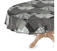 Nappe en toile cirée lavable, rectangulaire, ronde, ovale - gaufrage de qualité supérieure - Pour table de jardin, élégance, ovale, 140 x 260 cm, avec ourlet Naomi