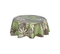 - Nappe en toile cirée ronde motifs jungle MALLORCA - Diam. 135 cm - Kaki - Mallorca