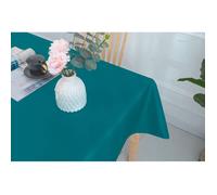 Nappe enduite avec traitement antitache Bleu Paon carrée 180 x 180 cm