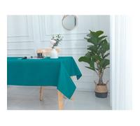 Nappe enduite avec traitement antitache Bleu Paon rectangulaire 145 x 240 cm