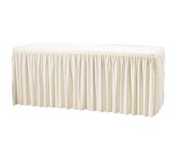 Nappe et jupe de table combinée - MATÉRIEL CHR PRO - 1,8 m - Froncée écru - Polyester lavable - Pour table pliante