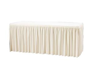 Nappe et jupe de table combinée - MATÉRIEL CHR PRO - 1,8 m - Froncée écru - Polyester lavable - Pour table pliante