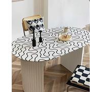Nappe extensible ovale/rectangulaire imperméable, housse de table d'angle élastique, protecteur de table résistant à l'huile pour cuisine, salle à manger, barbecue, pique-nique