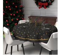 Nappe festive imprimée anti-tâches ronde diamètre 180 cm FLOCONS par Soleil d'Ocre