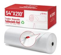 Nappe jetable en plastique blanc de 60 m x 137,2 cm avec n'importe quel cutter coulissant pour pique-nique, fête, anniversaire, mariage