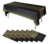 Nappe jetable - Noir Or - 137 x 274 cm - 8 pièces - Design à pois - Imperméable