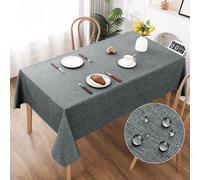 Nappe lavable AooHome, nappes grises 130 x 160 cm, effet lin, en polyester, hydrofuge avec effet lotus, résistante aux rayures, pour le salon, la salle à manger, le balcon et le jardin