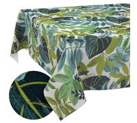 Nappe Lavable, Effet Lotus, Facile d'entretien, en Coton et Polyester, Anti-Taches, pour extérieur, Table de Jardin, Tropicale, 180 x 140 cm