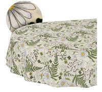 Nappe Lavable - Effet Lotus - Facile d'entretien - en Coton et Polyester - Anti-Taches - pour l'extérieur - Motif Feuilles de Camomille - Ovale - 180 x 140 cm