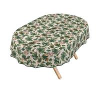 Nappe Lavable - Effet Lotus - Facile d'entretien - en Coton et Polyester - Anti-Taches - pour l'extérieur - Motif Jungle - Ovale - 180 x 140 cm - avec Ruban passepoilé