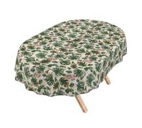 Nappe Lavable - Effet Lotus - Facile d'entretien - en Coton et Polyester - Anti-Taches - pour l'extérieur - Motif Jungle - Ovale - 200 x 140 cm