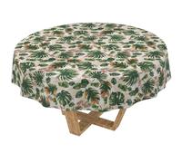 Nappe Lavable - Effet Lotus - Facile d'entretien - en Coton et Polyester - Anti-Taches - pour l'extérieur - Motif Jungle - Ronde - 140 cm
