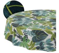 Nappe Lavable - Effet Lotus - Facile d'entretien - en Coton et Polyester - Anti-Taches - pour l'extérieur - Tropique - Ronde - 120 cm