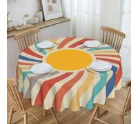 Nappe lavable, ronde, 150 cm, solaire, pour extérieur, anti-taches, facile d'entretien, imperméable, pour cuisine, table à manger, table basse, fête, jardin