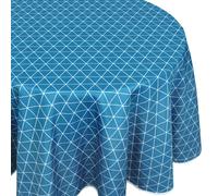 Nappe ovale 180x240 cm imprimée 100% polyester PACO géométrique bleu curacao