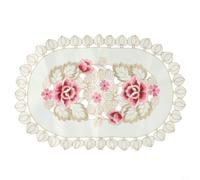 Nappe Ovale Décorative pour Mariage et pour fête Nappe Ovale | Tissu résistant aux taches, lavable en machine, design floral brodé, format 30x45cm, réutilisable durable(2#)