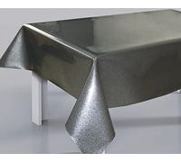 Nappe Paillette Anthracite/Noire - Protège Table à Paillette Décoration Confort de Table - Largeur 140 cm - Roulé sur Tube (Ovale 140 x 240 cm)