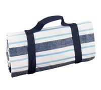 Les Jardins de la Comtesse - Nappe Pique-Nique Carré Bleu/Blanc à Rayures - Coton/Revers Imperméable Polyester - 140 x 140 cm - Adapté à Toutes Surfaces et Table de Jardin - 4/6 Personnes