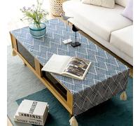 Nappe pour table basse avec glands - Housse de table imperméable en lin de coton nordique pour salon, nappe de table de style japonais anti-poussière pour étudiant, bureau, réfrigérateur, table de