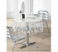 Décor Ligne 1710323 Nappe Cristal Imprimé Feuille Blanc 140 cm