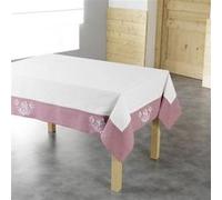 Nappe Brodée Bonheur 140x240cm Rose